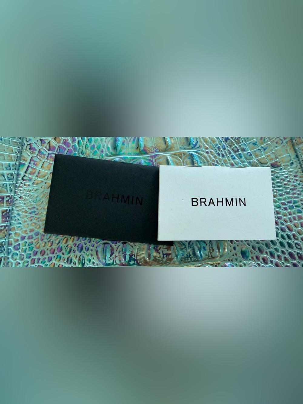Brahmin Iridescent Croc-Embossed Shoulder Bag - Teal - Picture 6 of 6